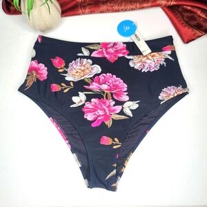 Cupshe Swimsuit Bottom Black Floral Size XL NWT